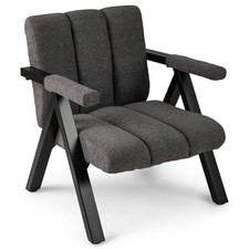 COSTWAY Oversized Accent Chair Comfy Reading Chair with Metal Frame-Gray