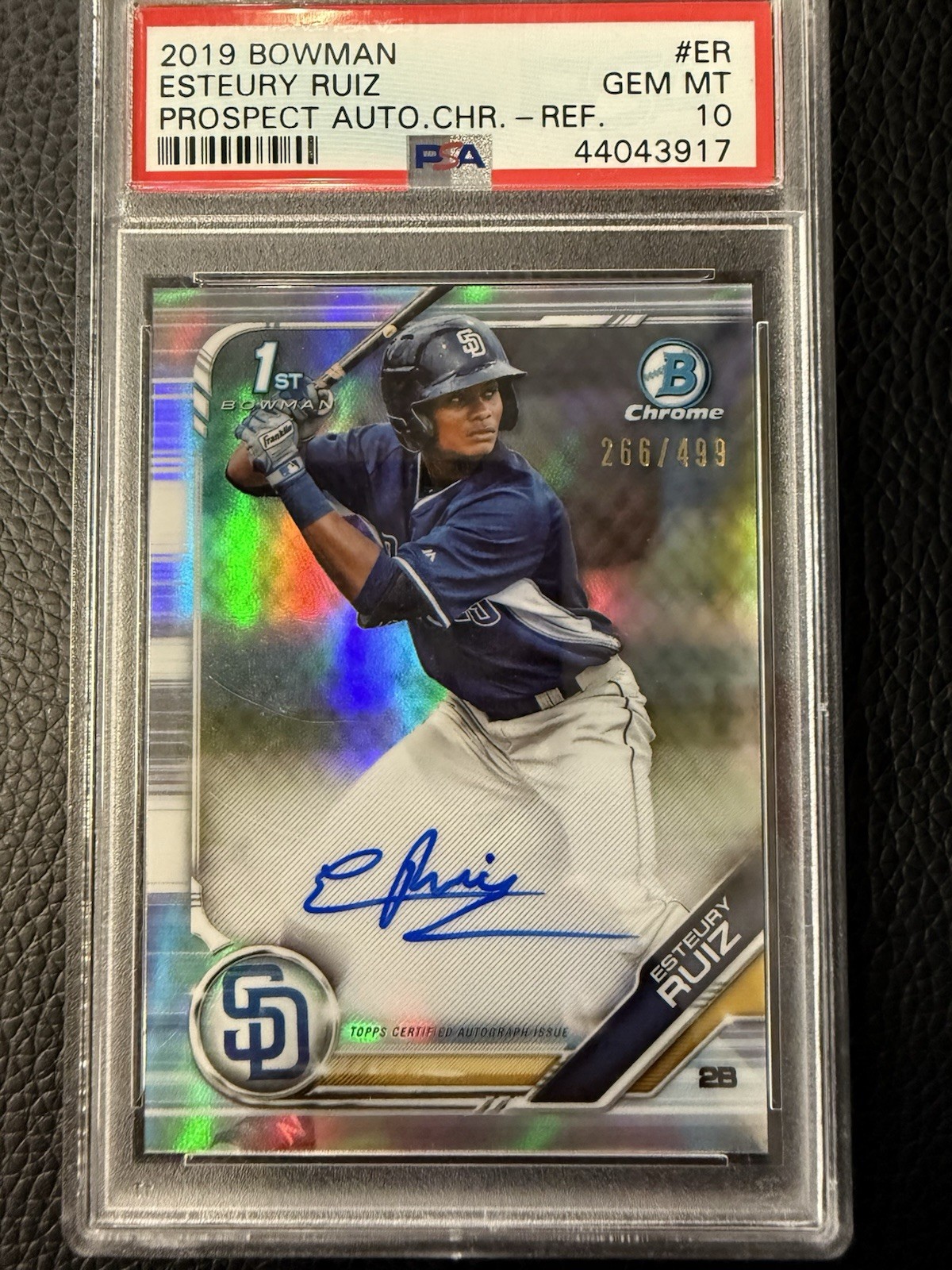 2019 Bowman Chrome Prospect Refractor /499 Esteury Ruiz PSA 10 GEM MT Auto