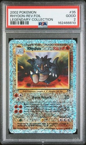 2002 Pokemon LEGENDARY COLLECTION #35 RHYDON-Reverse Foil PSA 2 POP 3 - LOW POP