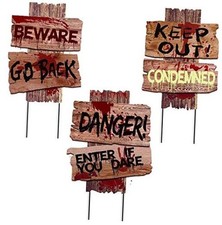 Halloween Decorations - 3 Pack Yard Signs Stakes Props - 19" x 16" - Red
