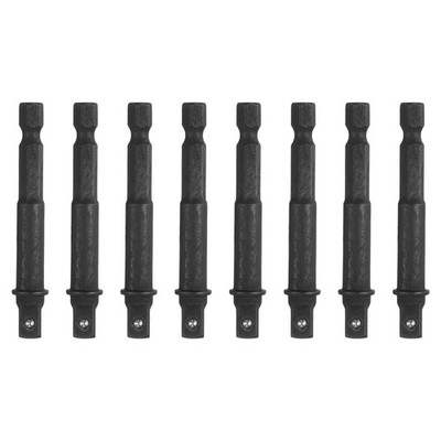 8 Pcs Impact Socket Adapter 1/4'' Square Drive 1/4'' Hex Shank 2.5'' Long, Black