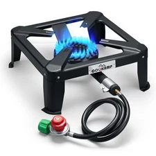 Propane Burner for Outdoor Cooking, 120,000 BTU Single 7" Round Burner, 16" S...