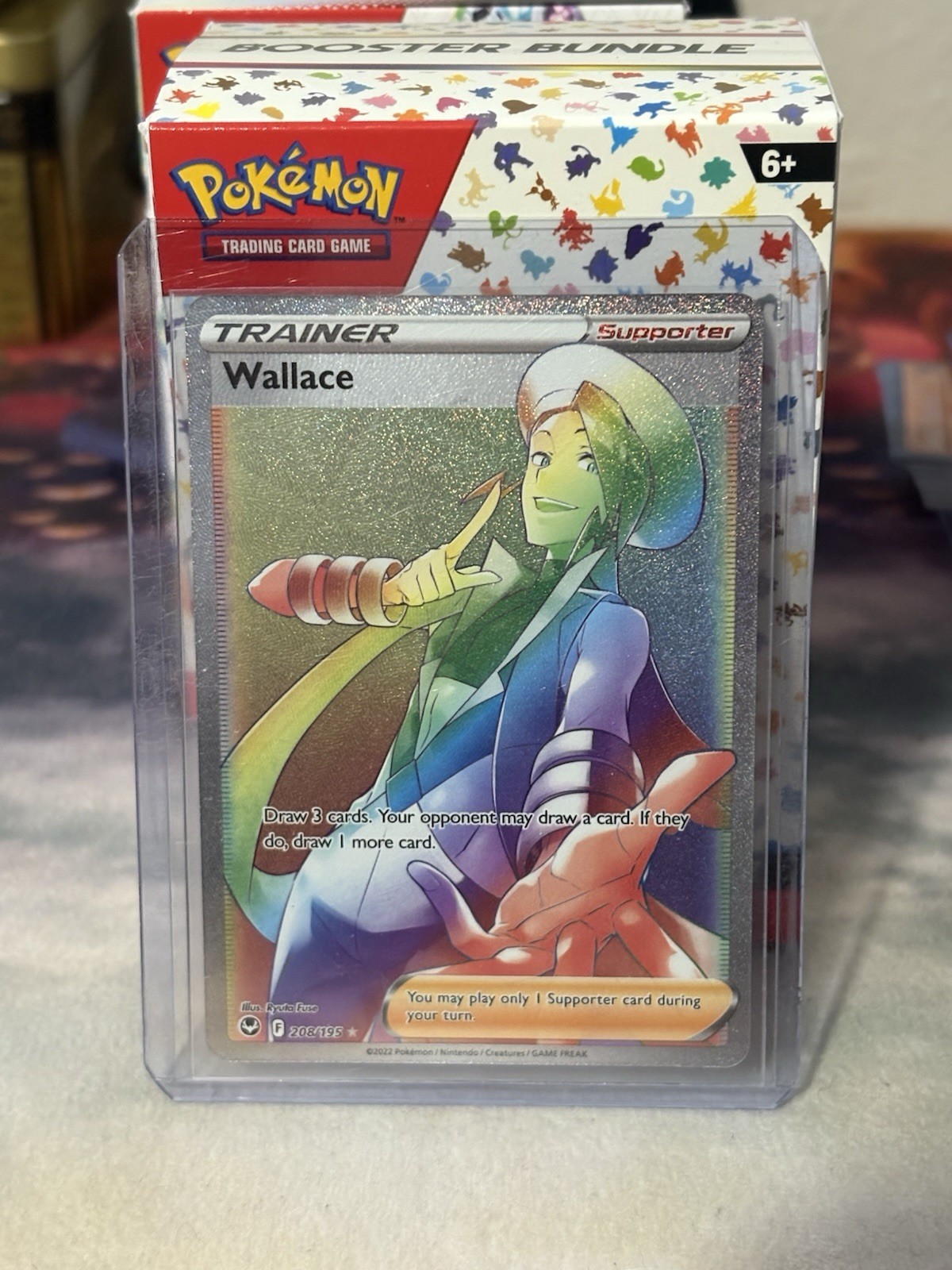 Pokemon Wallace 208/195 Silver Tempest Rainbow Secret Rare Full Art Holo NM