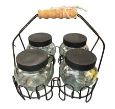 Vintage Zentis Jelly Jars  Set of Four Zentis With Wire Wood Carrier