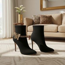 Women Gold Metal Chain Boots Bracelet Shoe Anklet Butterfly Bling Charm HANDMADE