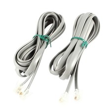 2 Pcs Gray 6P6C RJ12 Male to Male Flat Telephone Phone Cable Cord 2M 6 Feet
