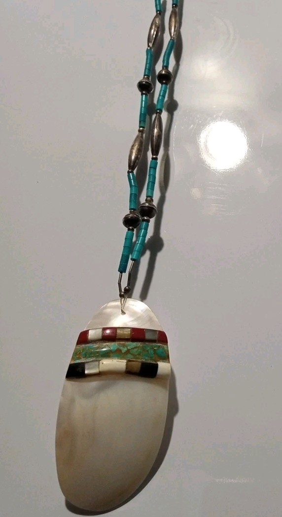 Authentic Native Shell Turquoise abalone Necklace… - image 7