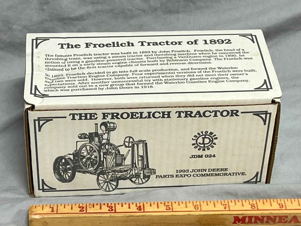 John Deere FROELICH Gas Engine Tractor Pewter Spec-Cast NIB waterloo boy - Image 2 of 4