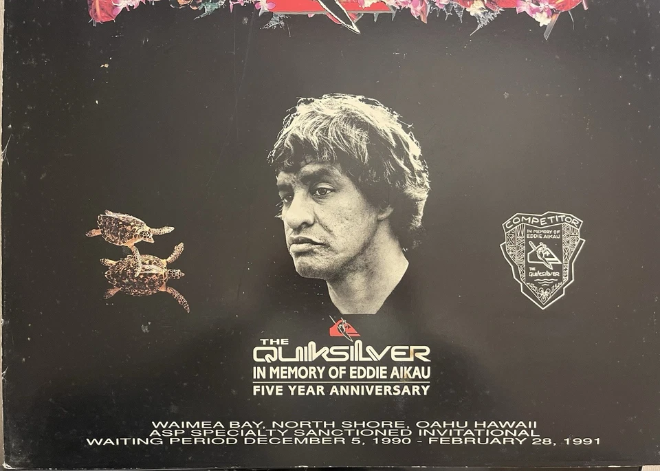 PÓSTER DE COLECCIÓN EDDIE AIKAU SURF QUIKSILVER 1990-91 WAIMEA BAY ORIGINAL RARO Foto 2 de 4