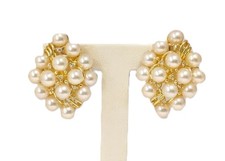 14K Gold & Pearl & Diamond Earrings