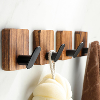 Handtuchhalter Ohne Bohren - 4 StüCk Holz Haken Selbstklebend