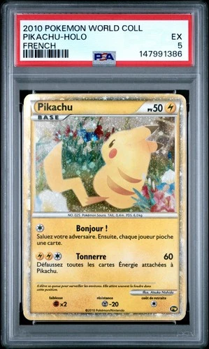2010 POKEMON WORLD COLL FRENCH PIKACHU-HOLO PSA 5