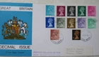 1971 GREAT BRITAIN FDC- GB DECIMAL ISSUE 0.5p TO 9p - NORWICH - PO STRIKE DELAY