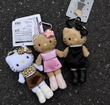 Sanrio Authentic Hello Kitty Long Legs Kawaii Doll Black Pink Bag Charm Keychain