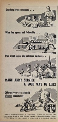 1949 Print Ad US Army & Air Force Recruiting Offering Sons Splendid Opportunity