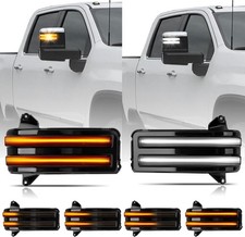 LED Sequential Amber Side Mirror Turn Signals Marker Light, White Parking