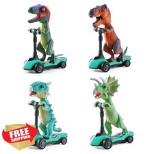 DINOBROS Dinosaur Pull Back Cars, 4pk Finger Scooter Toys, Kids 3-6