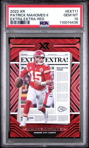 2022 PANINI XR EXTRA EXTRA RED #EXT11 PATRICK MAHOMES II 12/149 PSA 10