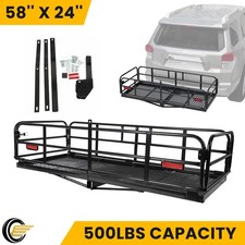Folding Trailer Hitch Cargo Carrier Basket Luggage Rack Carrier Storage For Suv