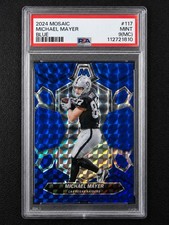 2024 Panini Mosaic Michael Mayer Blue PSA 9 #117 /99 Las Vegas Raiders SSP