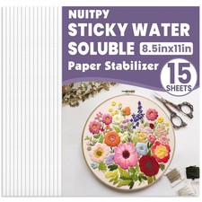 15PCS 8.5" x 11" Water Soluble Stabilizer for 8.5in x 11in-15 Sheets, white 