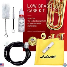 Libretto All-in-One Low Brass Cleaning Kit: Oil, Grease, Cloth & Brushes for
