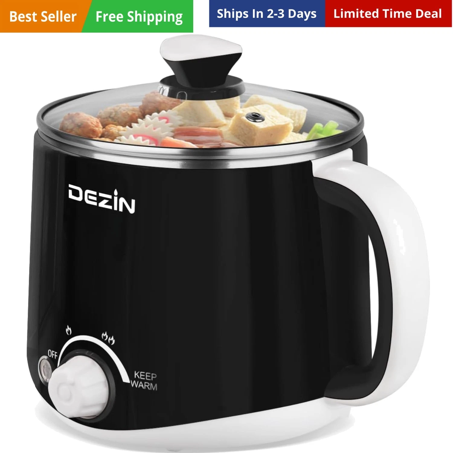 Hot Pot Electric, Rapid Noodles Cooker, Stainless Steel Electric Pot 1.6 Lite...