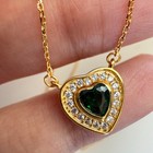 925 Sterling Silver Necklace 5mm Heart Emerald Gemstone Zircon Pendant Women — photo 7
