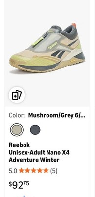 Reebok Mushroom/Grey Unisex Adult Nano X4 Adventure Winter Size 9 In Men's New!