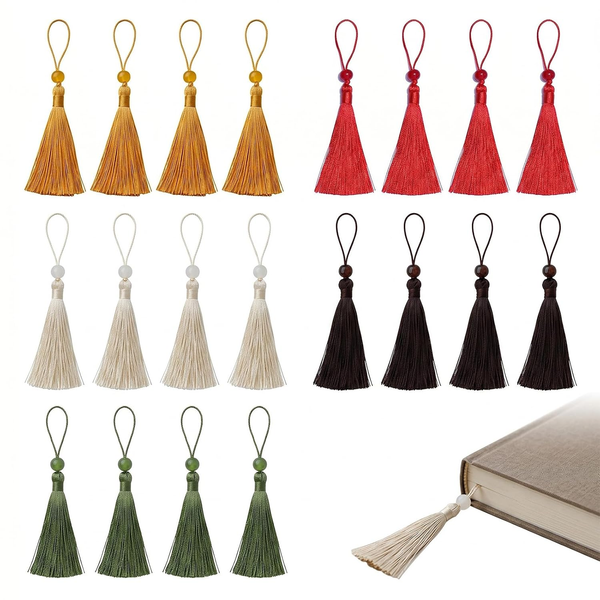 20 StüCk Quasten AnhäNger Set FüR Lesezeichen, Mini Quasten Zum Basteln, Handgef-image
