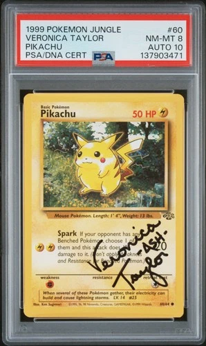 1999 POKEMON JUNGLE #60 PIKACHU PSA 8 AUTO 10