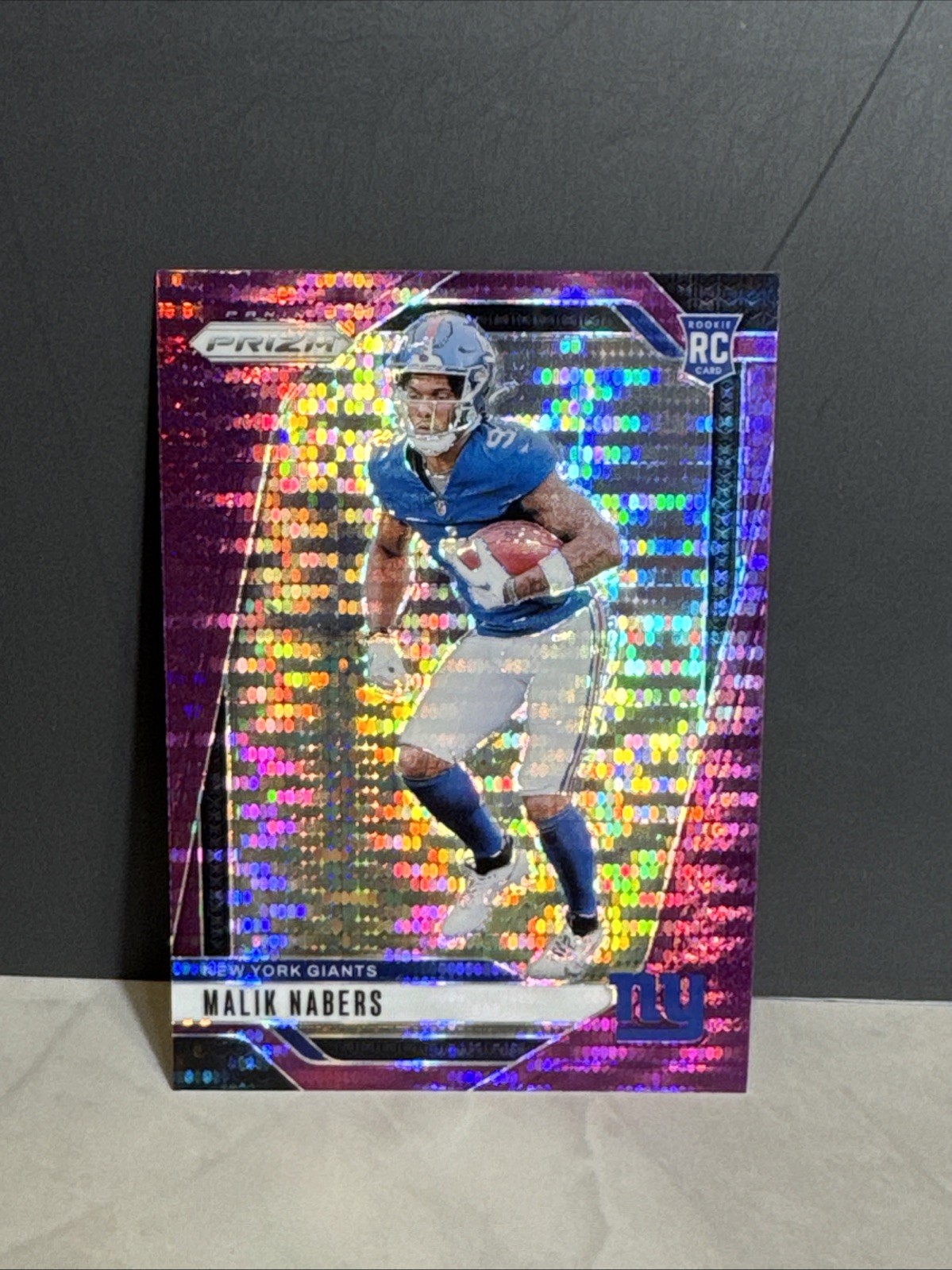 Malik Nabers 2024 Panini Prizm #370 Purple Pulsar Rookie RC