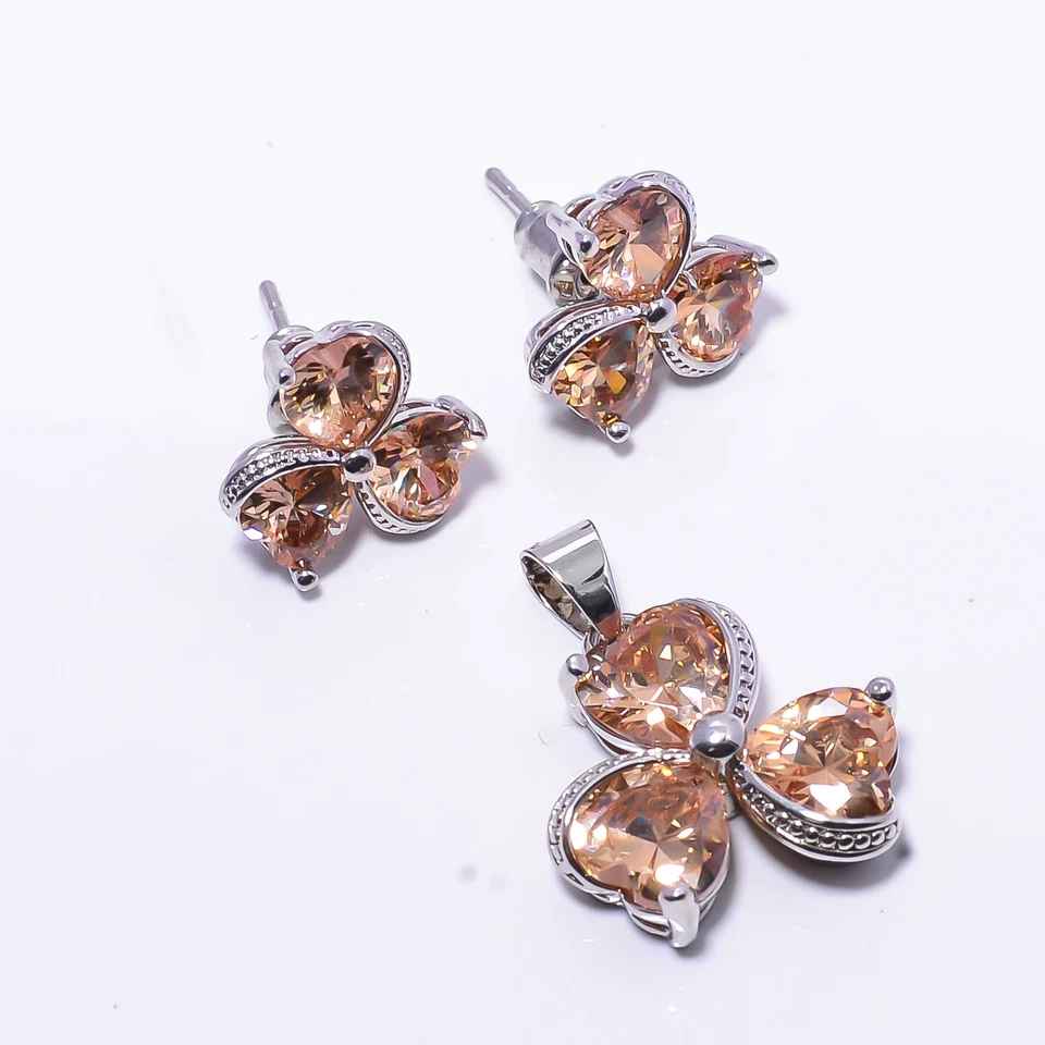 Morganit Edelstein 925 Sterling Silber Anhänger Set 0,47" PS18, Weihnachtsgeschenk