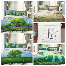 3D Forest Tree Field Waterfall Landscape Quilt Cover Duvet Cover Comforter set