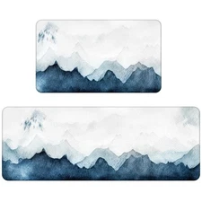 Floor Comfort Mats 2 Pieces Kitchen Rugs Leather Waterproof Oil Proof Runner ...