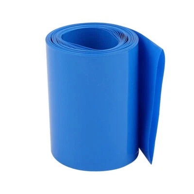 Akku PVC Wärmeschrumpfschlauch 75mm Flach Breit Batterielagerungen 2,1M Blau - Bild 1 von 2