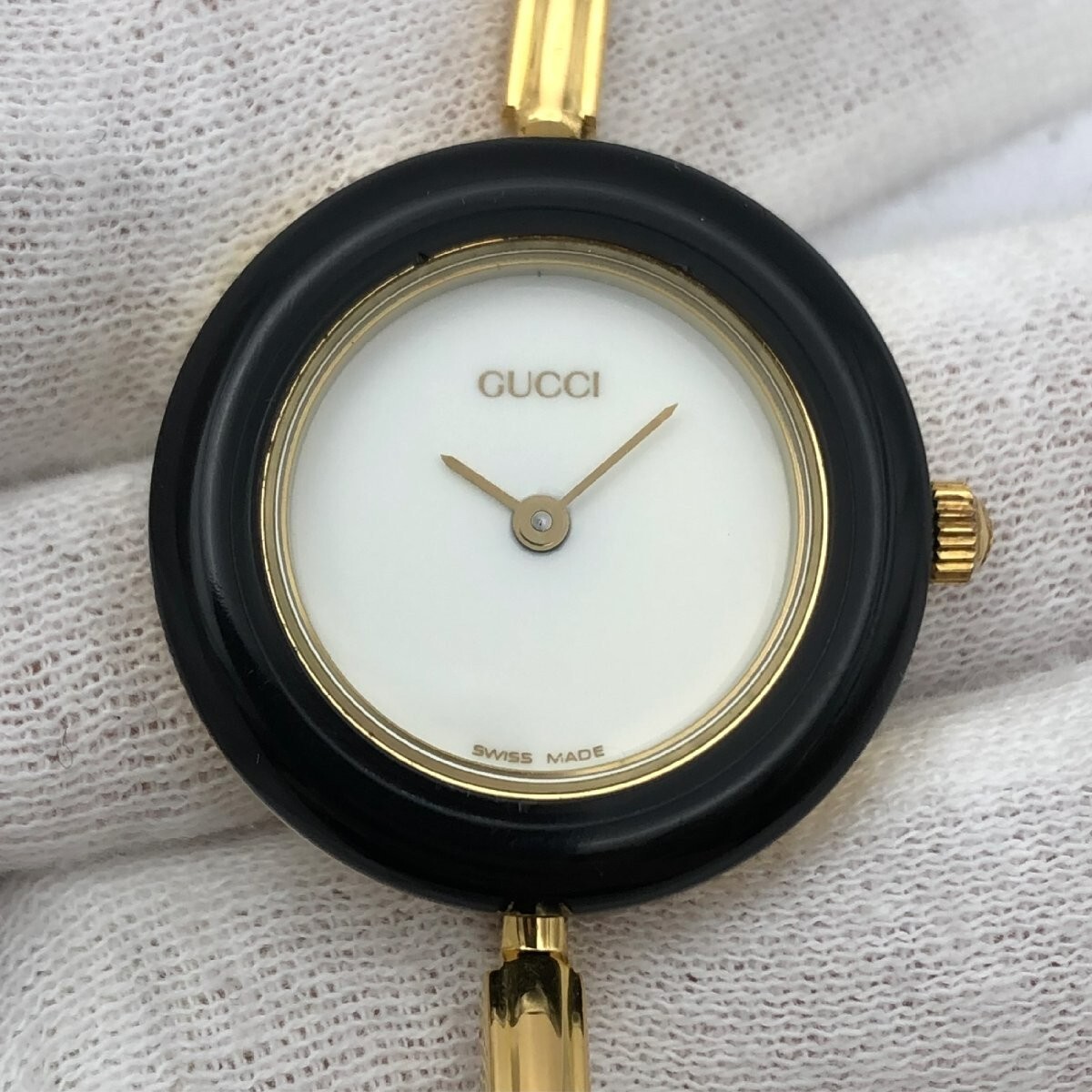 GUCCI Change Bezel 12 Colors Gold White Dial Wristwatch, $1091.74