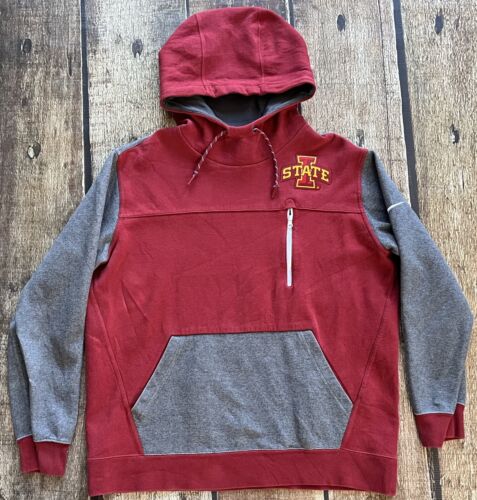 NIKE IOWA STATE CYCLONES PULLOVER HOODIE RED GRAY MENS XL EXCELLENT CONDITION