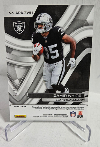2022 Panini Spectra Zamir White /75 Aspiring Rookie Patch Auto RPA Prizm Raiders - Picture 2 of 2