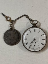 Antique T.F. Cooper Key Wind Pocket Watch w/Chain, Key and Coin Repair/Parts