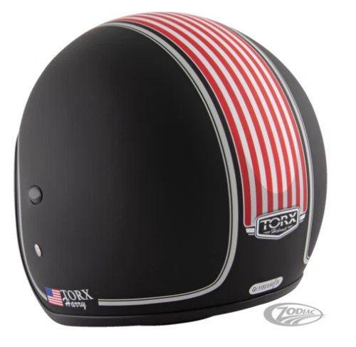 CASCO MOTO TORX HELMET HARRY SLIM  CON VISIERINO INTERNO NERO US FLAG TG. L - Immagine 3 di 3