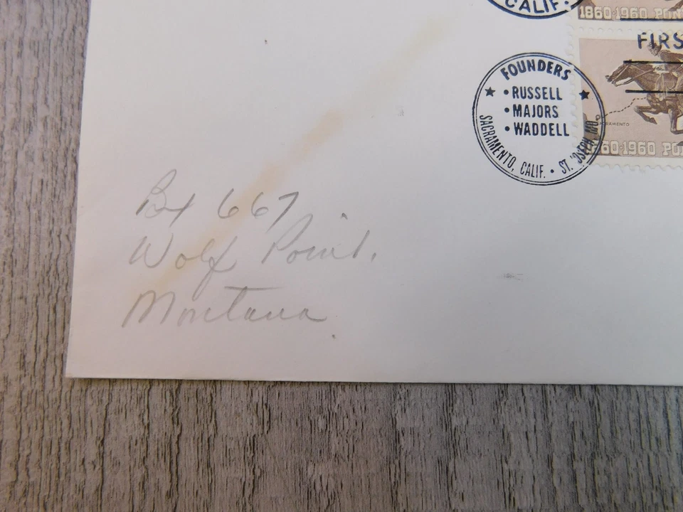 First Day Issue Pony Express Sacramento CA 1860 - 1960 VTG Stamp Envelope Cover - Image 3 of 4