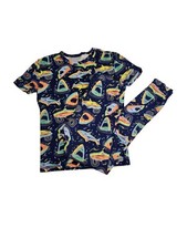 Gap Boys 14 Blue All Over Print Shark Short Sleeve 2pc Pajama Set 3455