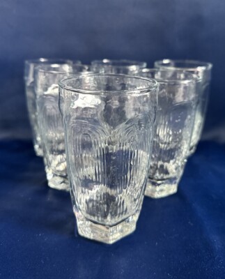 Set of 6 Libbey Chivalry Clear Flat Iced Tea Glasses 12oz Wood Grain