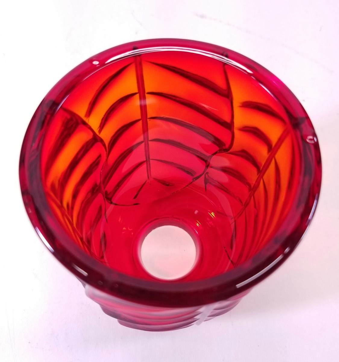 Vintage New Martinsville Viking Glass Red Cabbage Leaf Fairy Lamp