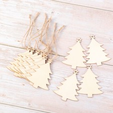10pcs unfinished wood cutouts Wooden Christmas Tree Hanging Ornament Wood