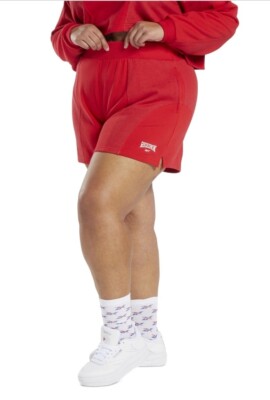 Reebok Classics Plus Size Varsity Cotton High Rise Shorts - Vector Red Size 2X