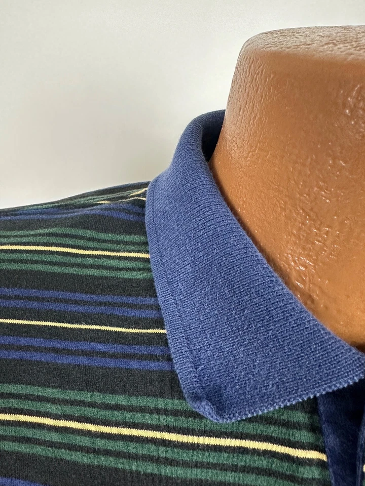 Camisa Polo Vintage Años 90 Hombres Grande Negra Rayas Bolsillo Manga Corta Algodón GANT Foto 3 de 4