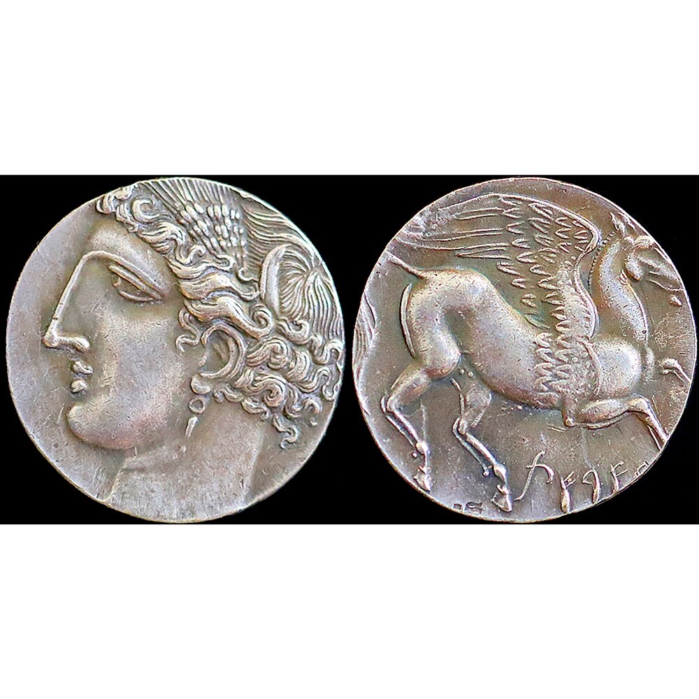 270-260 BC Large Ancient Greek Coin Flying Pegasus - Silver Plated