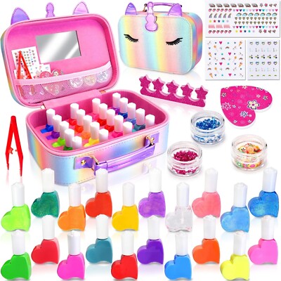 MarckersHome 30Pcs Kinder nagellack Set mädchen,Einhorn Schminkkoffer DIY 